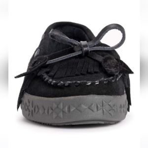 MUK LUKS Black Bow Soho Street Genuine Suede Moccasin Women 11